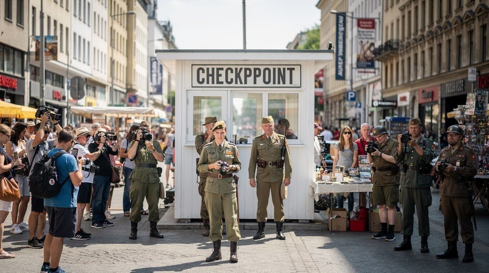 Trappole turistiche a Berlino — cosa evitare e cosa fare invece — Le trappole turistiche di Berlino spiegate onestamente: attori al Checkpoint Cha
